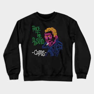 STYLIZED LINE ART CAMUS - FACE THE ABSURD - neon Crewneck Sweatshirt